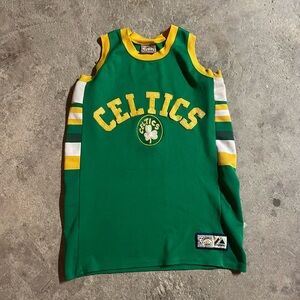 VTG NBA Hardwood Classic Boston Celtics Green Sleeveless Jersey Sz L Big Logo